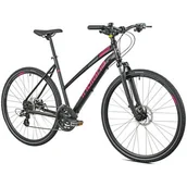 Rowery - Rower crossowy INDIANA X-Cross 2.0 D15 damski Czarno-różowy - miniaturka - grafika 1