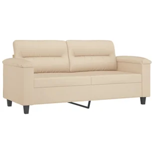 2-osobowa sofa z poduszkami, kremowa, 140 cm, mikrofibra Lumarko! - Sofy i kanapy - miniaturka - grafika 5