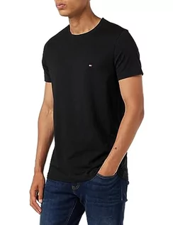 Koszulki męskie - Tommy Hilfiger Męski T-shirt z krótkim rękawem Core Stretch Slim Fit, czarny, M - grafika 1