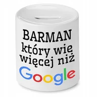 Skarbonki - SKARBONKA DLA BARMANA KTÓRY WIE WIĘCEJ NIŻ GOOGLE z Nadrukiem ze Zdjęciem - miniaturka - grafika 1