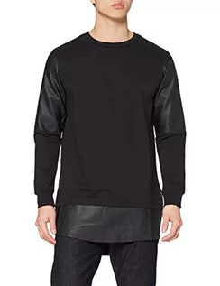 Bluzy męskie - Urban Classics Bluza męska Long Zipped Leather Imitation Crewneck - grafika 1