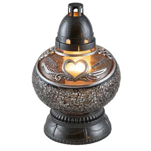 Znicz witraż Kulka serce srebrny - Lampiony i znicze - miniaturka - grafika 1