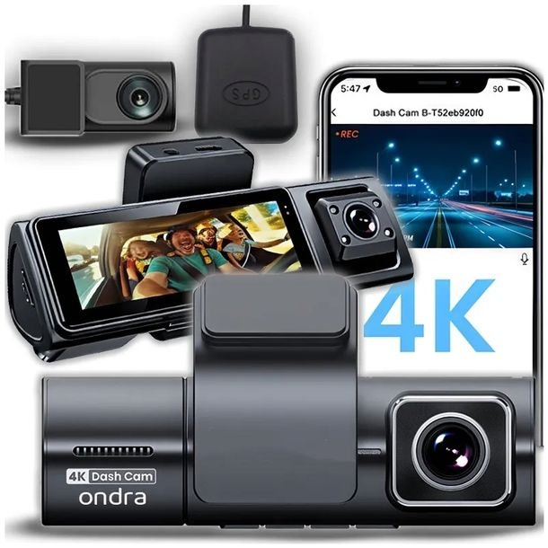 Kamera Samochodowa Wideorejestrator 4k Uhd 3kamery Gps Wi-fi Kamera Cofania