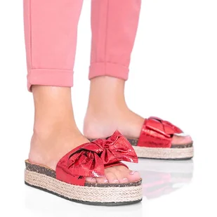 Czerwone klapki z kokardką Columbia - Klapki i japonki damskie - miniaturka - grafika 1