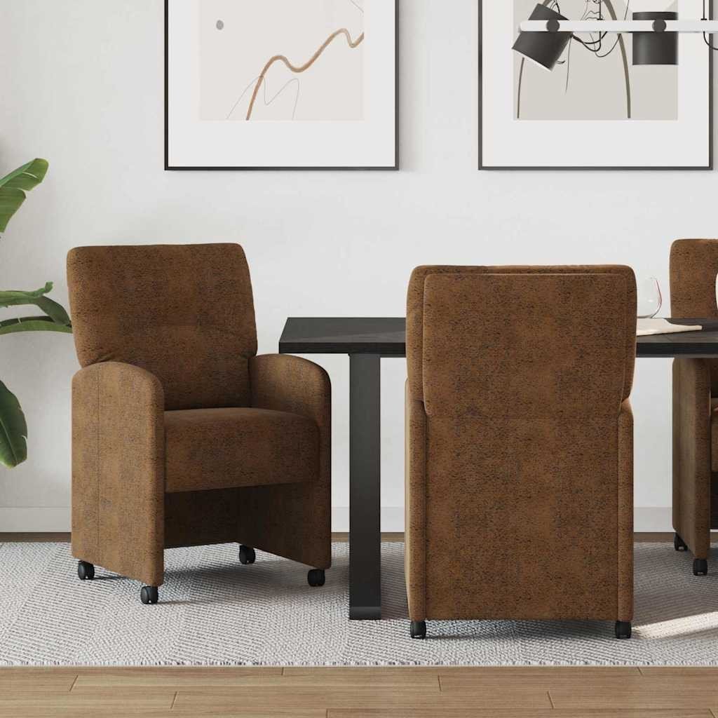 vidaXL Krzesła jadalne 2 pcs Brązowy 57 x 67 x 95 cm zamsz