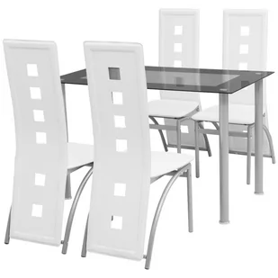 vidaXL Zestaw mebli do jadalni - 5 elementów Biały - Stoły z krzesłami - miniaturka - grafika 1