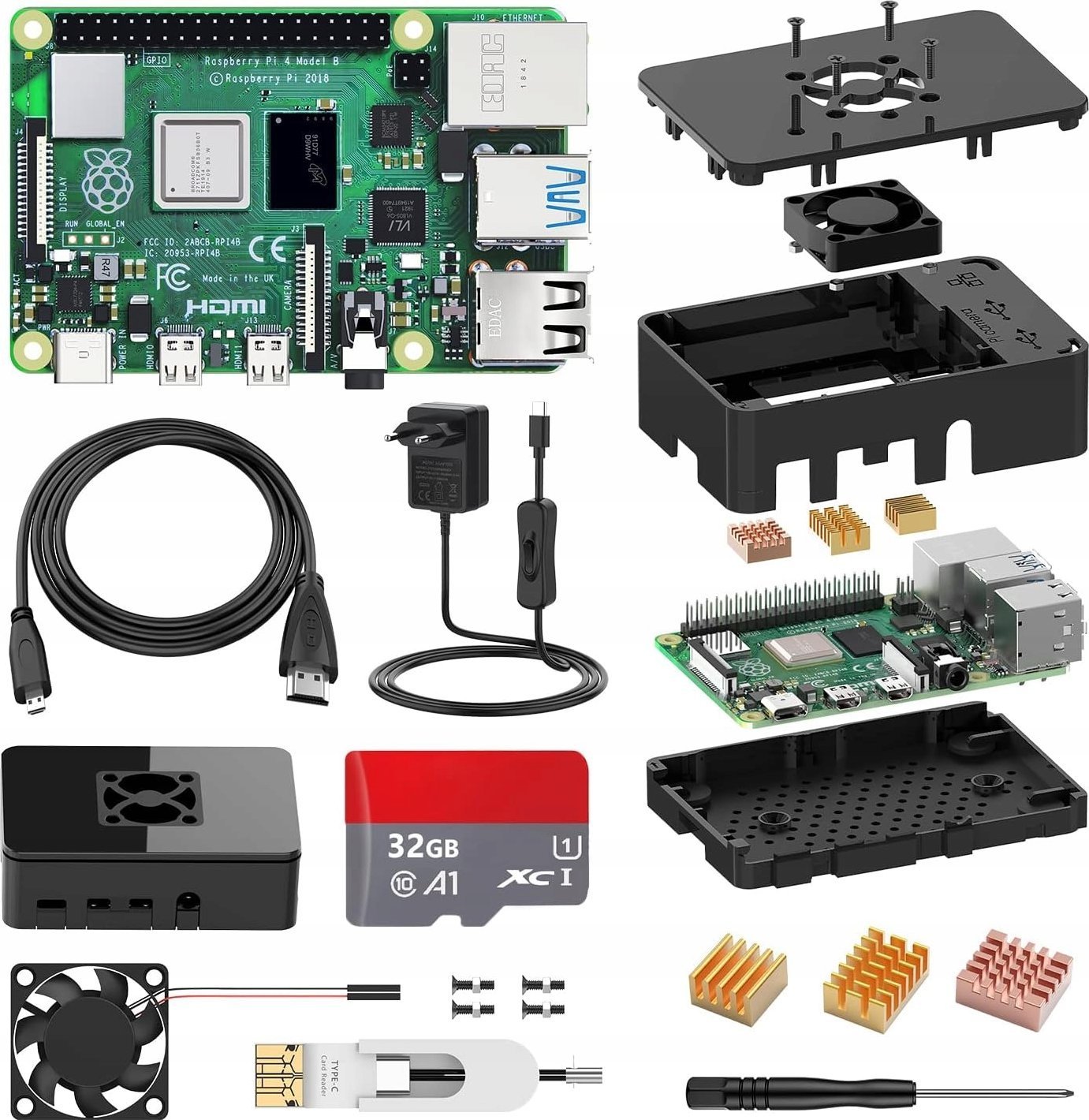 Zestaw STUUC Raspberry Pi 4 8GB RAM karta pamięci 32GB model B 8G + 32G