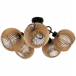 Lampa Sufitowa Led Wisząca Loft Do Salonu 5xE27 Żyrandol Drewniany Luca05 - Lampy sufitowe - miniaturka - grafika 1