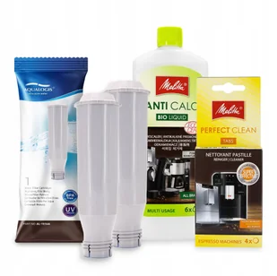 Zestaw MELITTA Aqualogis AL-TES46 2szt, Odkamieniacz AntiCalc 250ml, Tabletki Perfect Clean 4szt - Akcesoria i części do ekspresów do kawy - miniaturka - grafika 1