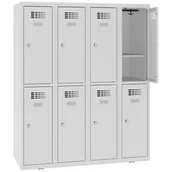Szafki BHP - Szafka szatniowa dla młodszych uczniów o wys. 145 cm 8 komorowa MSUS 342 S z półką - miniaturka - grafika 1