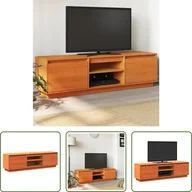 Szafki RTV - The Living Store szafka pod telewizor wosk brązowy 140x35x40 cm lite drewno sosnowe - miniaturka - grafika 1