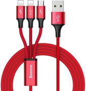 Kable USB - Baseus Rapid Kabel połączeniowy 3w1 2 x Lightning + USB + micro USB 1.2 m czerwony) 10_13797 - miniaturka - grafika 1