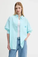 Koszule damskie - Tommy Jeans koszula damska kolor turkusowy relaxed z kołnierzykiem klasycznym DW0DW20988 - miniaturka - grafika 1