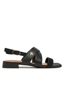 Sandały damskie - Tommy Hilfiger Sandały FW0FW08507 Czarny - miniaturka - grafika 1