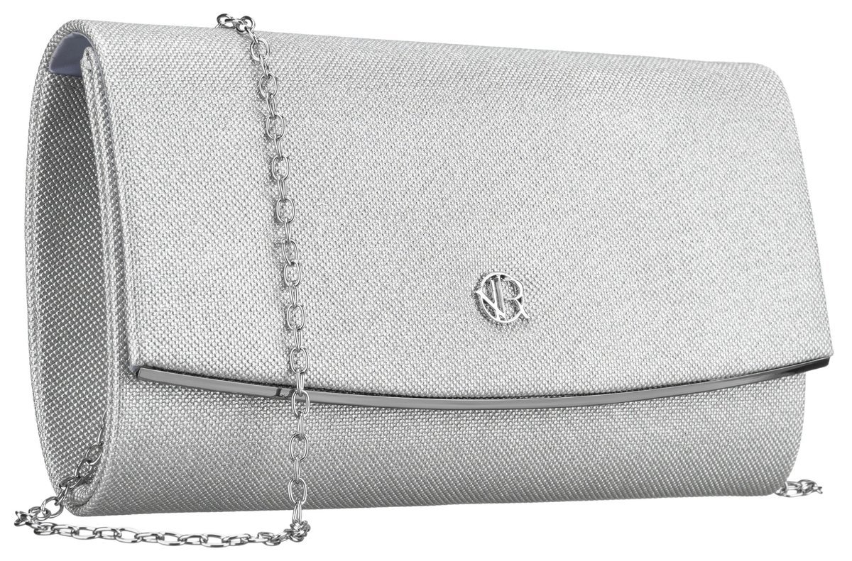 Brokatowa kopertówka damska ROVICKY mała wieczorowa elegancka błyszcząca wesele sylwester studniówka srebrna