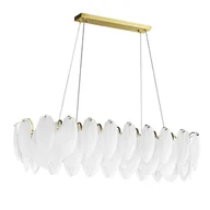 Lampy sufitowe - Dekoracyjna lampa wisząca nad wyspę PIUMA ST-6289-10C Step pióra mosiądz biały - miniaturka - grafika 1