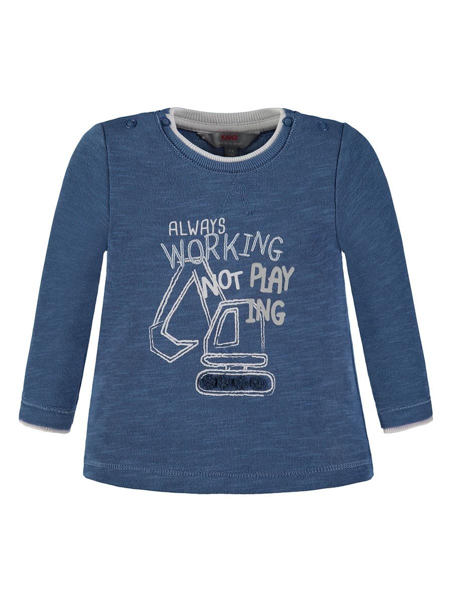 Niemowlęca chłopięca bluzka z długim rękawem koparka niebieska Kanz r.56