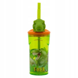 DINOZAUR DINO T-REX KUBEK ZE SŁOMKĄ 3D 360 ML - Kubki dla dzieci - miniaturka - grafika 1