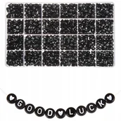 Dekoratorstwo - Koraliki zestaw 1200 sztuk litery alfabet czarne - miniaturka - grafika 1