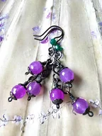 Kolczyki - Kolczyki miedziane 6.2x2 cm, jadeit i agat, waga obu kolczyków 8.5 grama, znak Barana, Raka, Wagi i Ryb - miniaturka - grafika 1