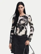 Bluzki damskie - Desigual Bluzka Surrealismo 24WWTK49 Szary Slim Fit - miniaturka - grafika 1