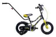 Rowerki trójkołowe - Sun Baby Rowerek dla chłopca 12 cali Tiger Bike z pchaczem czarno - żołto - szary J03.019.1.2 - miniaturka - grafika 1