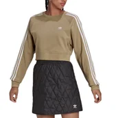 Bluzy damskie - Bluza damska Adidas Original University T Cropped Sweatshirts baełniana crop krótka khaki-S - miniaturka - grafika 1