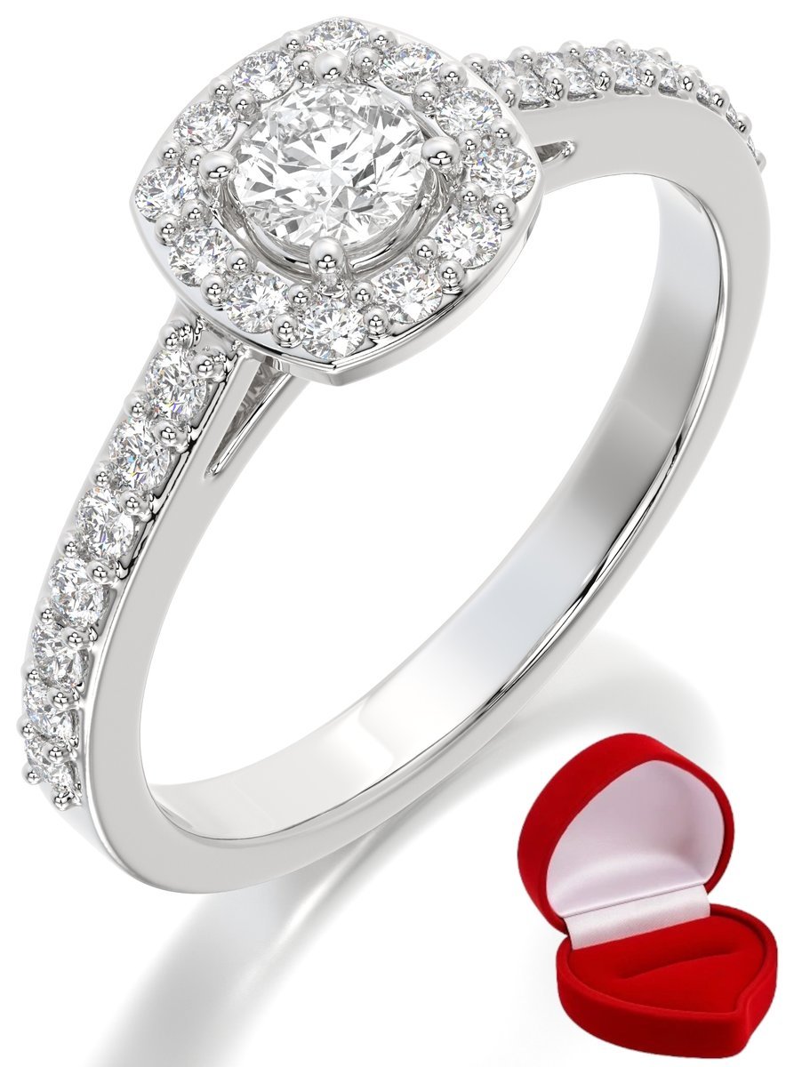 ZŁOTY PIERŚCIONEK ZARĘCZYNOWY 585 14k BRYLANT 0,19 ct BIAŁE ZŁOTO R16