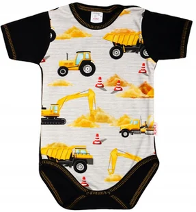 Body KRÓTKI rękaw ZDOBIONE Koparki r 62 KLEKLE - Body dla niemowląt - miniaturka - grafika 1