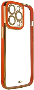 Fashion Case etui do iPhone 13 Pro żelowy pokrowiec ze złotą ramką czerwony - Etui i futerały do telefonów - miniaturka - grafika 1