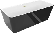 Wanny - Mexen Volta wanna wolnostojąca przyścienna 150 x 75 cm, biała/czarna, przelew złoty szczotkowany - 51131507575-55 - miniaturka - grafika 1