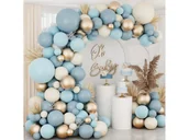 Balony i akcesoria - Zestaw balonów do girlandy balonowej niebiesko-kremowo-złoty - 132 szt. - miniaturka - grafika 1