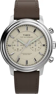 Zegarek Zegarek Timex TW2Y23500 Waterbury Metropolitan Chronograph 41mm Leather Strap - Zegarki męskie - miniaturka - grafika 1
