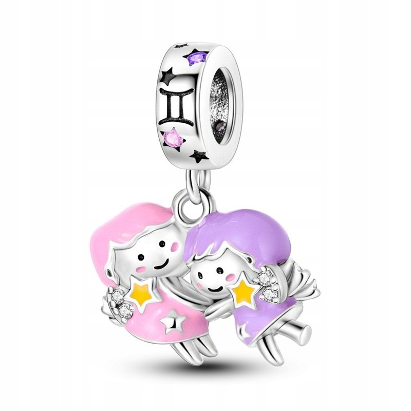 CHARMS ZAWIESZKA SREBRNA ZNAK ZODIAKU BLIŹNIĘTA CHARMSY BEADS ORYGINALNY