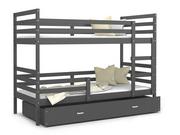 Łóżka dla dzieci i młodzieży - Łóżko piętrowe 200x90 szare JACEK 3-osobowe - miniaturka - grafika 1