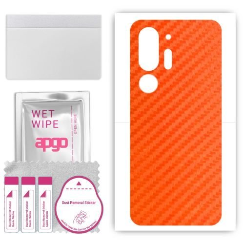 folia naklejka skórka strukturalna na TYŁ do HTC U24 Pro - Carbon Pomarańczowy - apgo SKINS