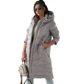 Płaszcze damskie - Długi elegancki pikowany płaszcz damski zimowy ocieplany SAMANTA-52 - miniaturka - grafika 1