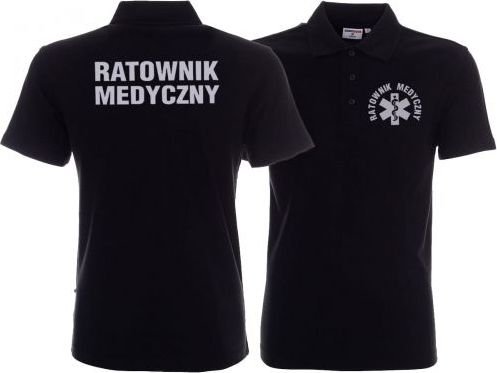 Promostars LPP - Koszulka Polo ratownicza czarna męska odblaskowa