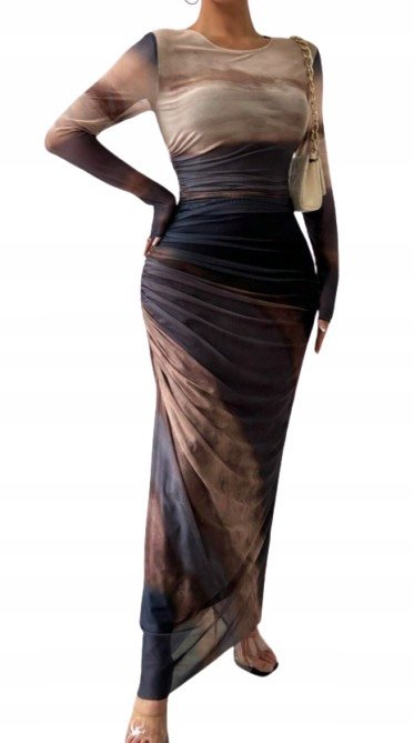 SHEIN LONGSLEEVE SUKIENKA MIDI Z EFEKTEM OMNIE I MARSZCZENIAMI 44 1KA