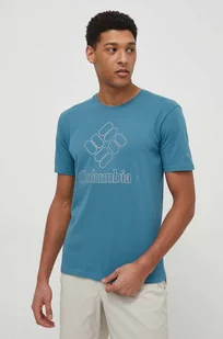 Columbia t-shirt sportowy Pacific Crossing II kolor turkusowy z nadrukiem - Koszulki męskie - miniaturka - grafika 1