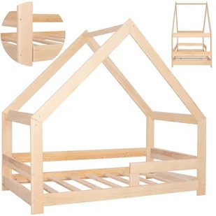 Łóżko ze stelażem domek 160x80cm drewniane łóżeczko dziecięce jasny brąz - Łóżka dla dzieci i młodzieży Łóżko ze stelażem domek 160x80cm drewniane łóżeczko dziecięce jasny brąz - Łóżka dla dzieci i młodzieży - miniaturka - grafika 1