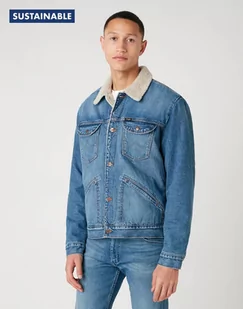 Wrangler 124Mj Sherpa Męska Kurtka Jeansowa Logo 3 Years W4Msug10K-2Xl - Kurtki męskie - miniaturka - grafika 1