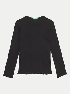 United Colors Of Benetton Bluzka 3F1AC10LI Czarny Slim Fit - Bluzki damskie - miniaturka - grafika 1