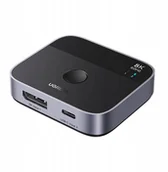 Huby USB - HUB USB Ugreen Switch DisplayPort/USB-C to USB-C - szary - miniaturka - grafika 1