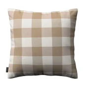 Poszewki na poduszki - Dekoria Poszewka Kinga na poduszkę beżowo biała krata 5,5x5,5cm) 50 × 50 cm Quadro 102-136-08 - miniaturka - grafika 1