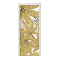 Naklejki na ścianę - Naklejka na drzwi HOMEPRINT Złote liście marihuany 85x205 cm - miniaturka - grafika 1