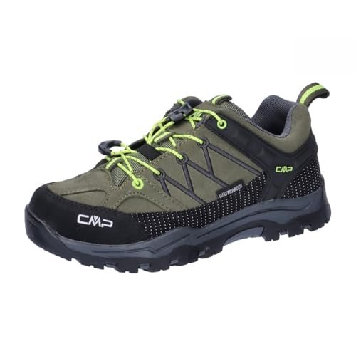 CMP Dziecięce buty Rigel Low Trekking WP, buty unisex dla dzieci i młodzieży, Olive Yellow Fluo, 36 EU