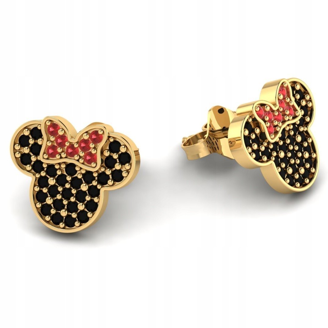PIĘKNE ZŁOTE KOLCZYKI MYSZKA MIKI MICKEY MOUSE 333