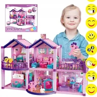 Domki dla lalek - DUŻY DOMEK DLA LALEK KUCYKÓW XXL MEBLE FIGURKI PONY FANTASY VILLA +naklejki - miniaturka - grafika 1