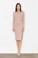 Komplety bielizny - Bawełniany KOMPLET Wygodna spódnica ołówkowa BLUZKA TOP różowy L/XL - miniaturka - grafika 1